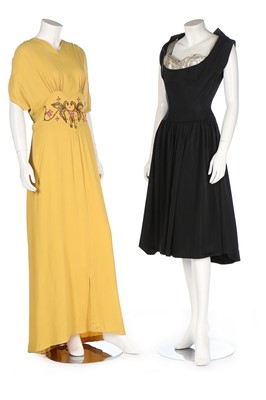 Lot 184 - Two crêpe evening dresses, 1940s, un-labelled,...