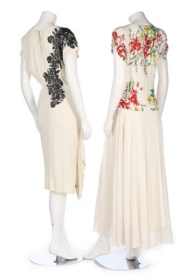 Lot 184 - Two crêpe evening dresses, 1940s, un-labelled,...
