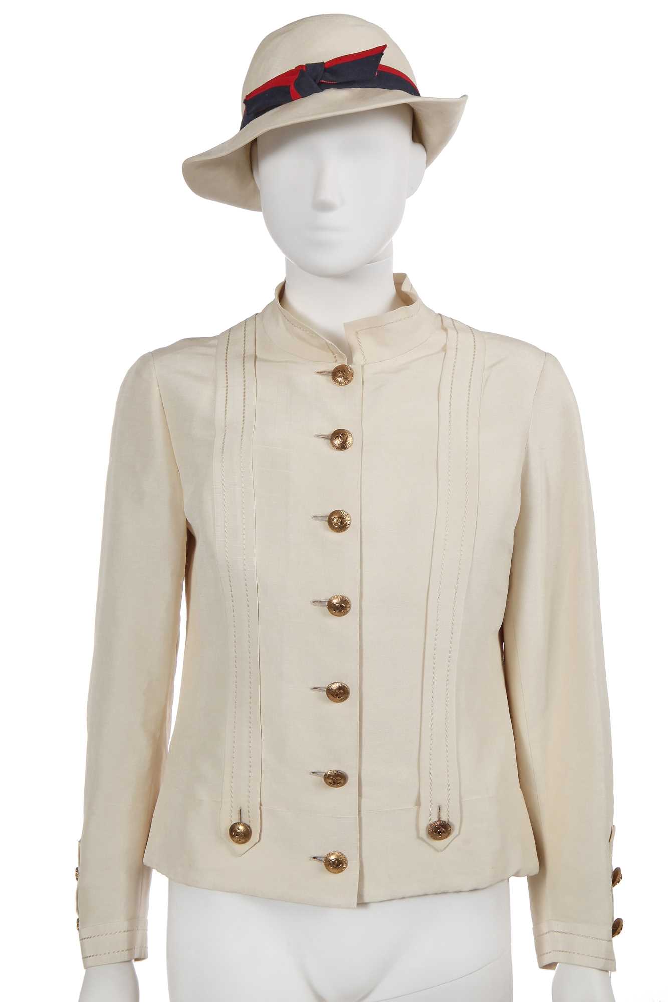 Click for high resolution Lot 168 - A Chanel haute couture ivory silk jacket, circa 1973