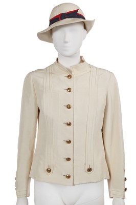 Lot 168 - A Chanel haute couture ivory silk jacket, circa 1973