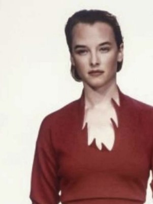 Lot 347 - A Romeo Gigli burgundy wool jersey 'flame' dress, Autumn-Winter 1990-91