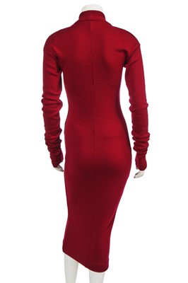 Lot 347 - A Romeo Gigli burgundy wool jersey 'flame' dress, Autumn-Winter 1990-91