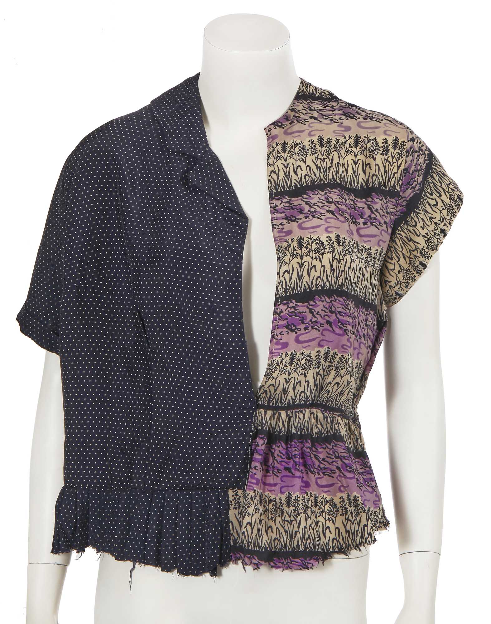 Lot 322 - A Maison Martin Margiela artisanal printed blouse, Autumn-Winter 1993-94