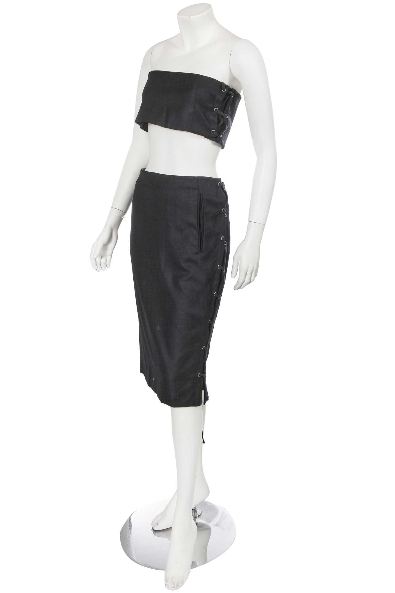 Lot 261 - An Yves Saint Laurent by Tom Ford black wool corset ensemble, circa 2002