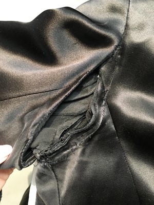 Lot 73 - Marianne Faithfull's Chanel haute couture by Karl Lagerfeld black satin double-breasted jacket, 1998