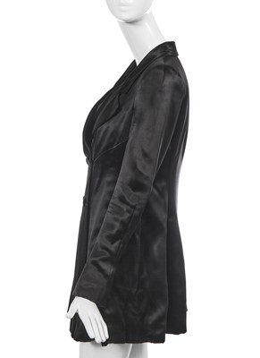 Lot 73 - Marianne Faithfull's Chanel haute couture by Karl Lagerfeld black satin double-breasted jacket, 1998