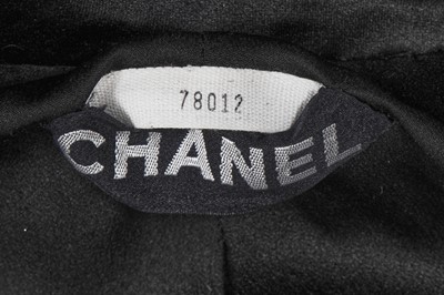 Lot 73 - Marianne Faithfull's Chanel haute couture by Karl Lagerfeld black satin double-breasted jacket, 1998