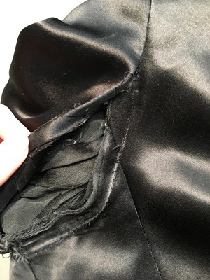 Lot 73 - Marianne Faithfull's Chanel haute couture by Karl Lagerfeld black satin double-breasted jacket, 1998