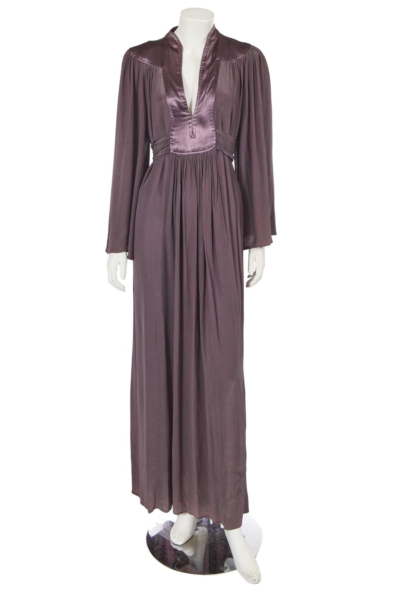Lot 472 - An Ossie Clark for Radley pastel-purple textured crêpe maxi dress, 1970s