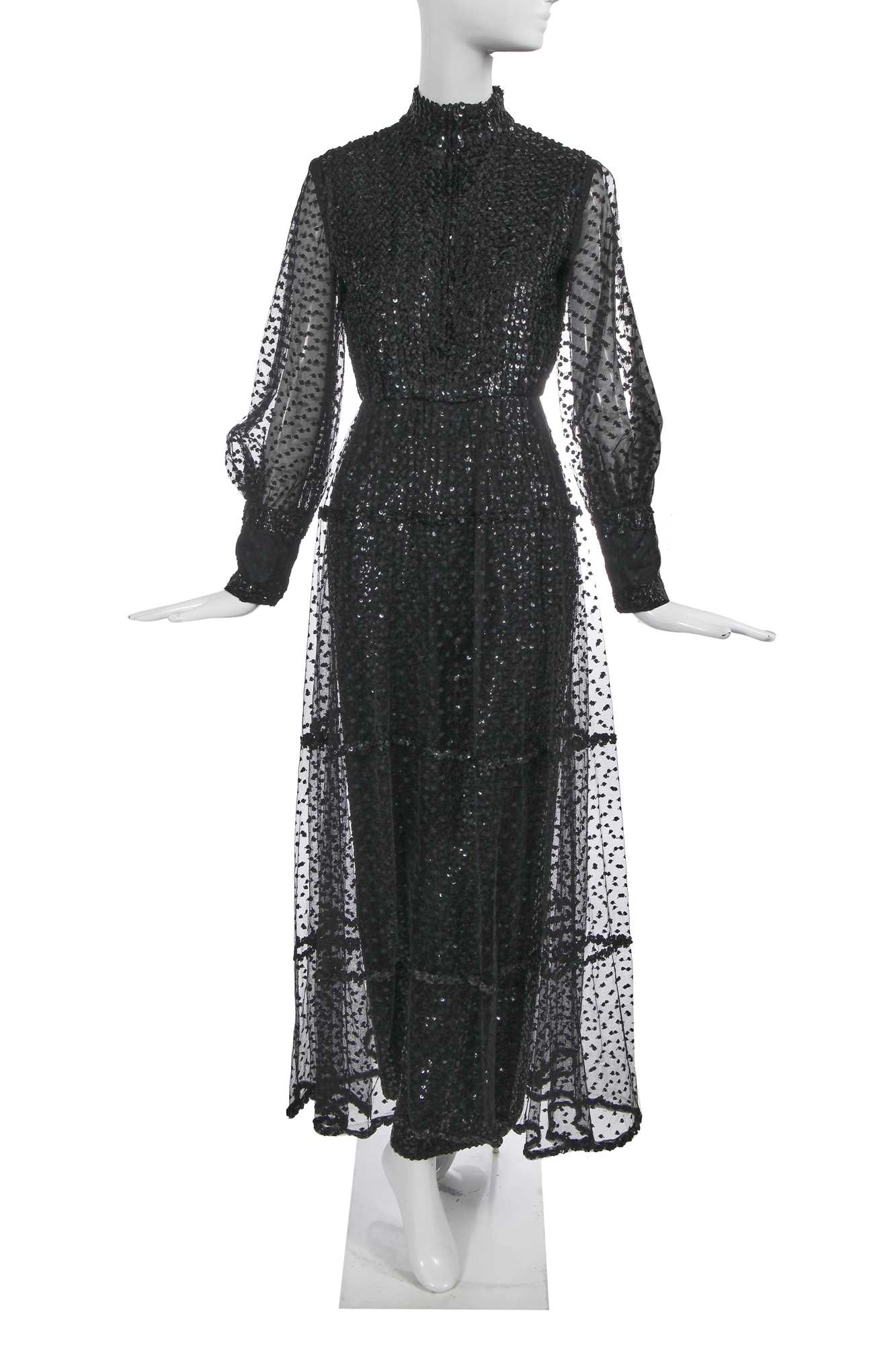 Lot 384 - An Oscar de la Renta sequined black rayon jumpsuit, circa 1970