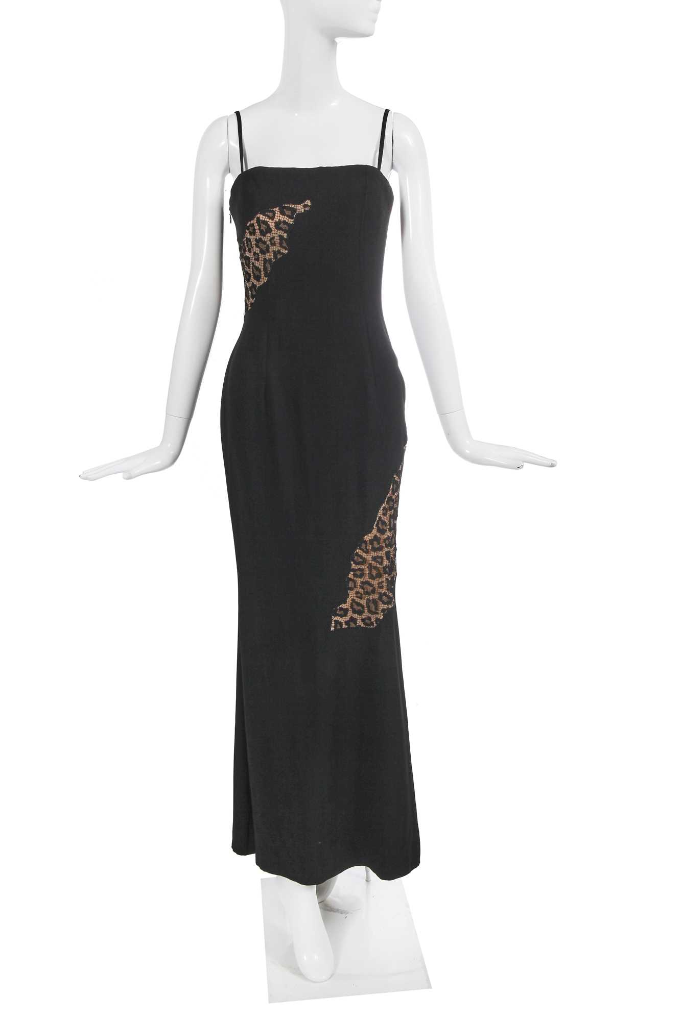 Lot 178 - A Givenchy by Alexander McQueen black crêpe and leopard lace evening gown, Autumn-Winter 1997-98