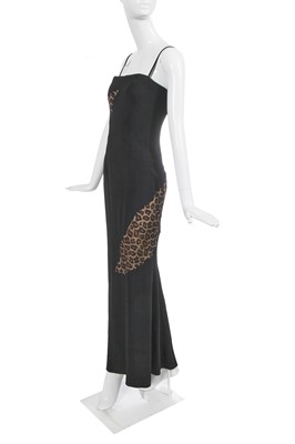 Lot 178 - A Givenchy by Alexander McQueen black crêpe and leopard lace evening gown, Autumn-Winter 1997-98