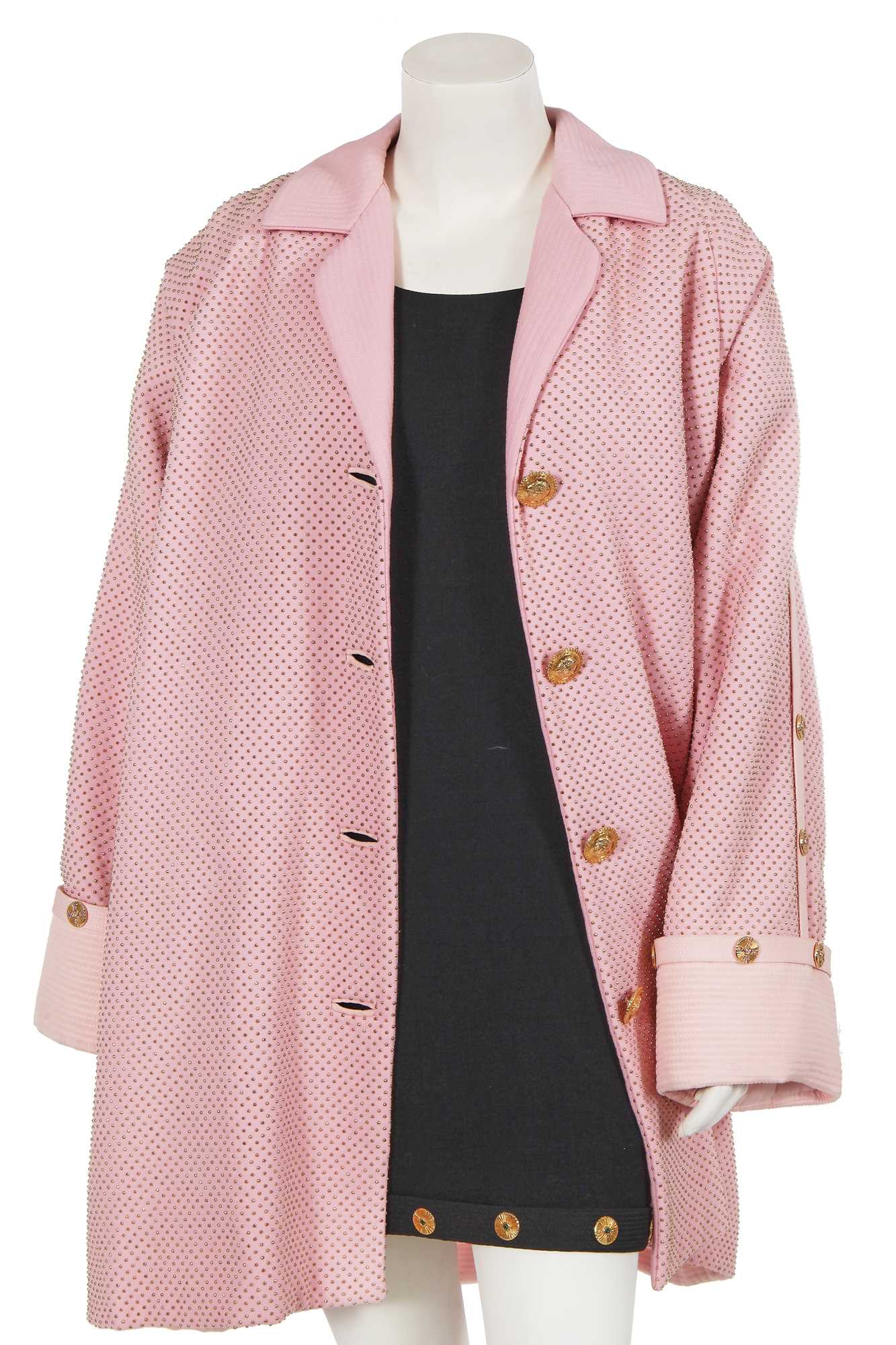 Lot 340 - A Gianni Versace couture studded baby pink wool coat, Autumn-Winter 1991-92