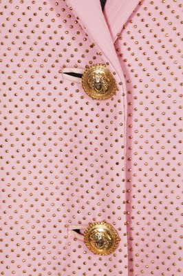 Lot 340 - A Gianni Versace couture studded baby pink wool coat, Autumn-Winter 1991-92
