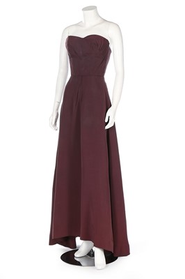 Lot 346 - A Madame Grès couture aubergine rayon faille...