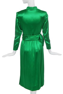 Lot 274 - An Hubert de Givenchy haute couture green satin dress, mid-late 1980s