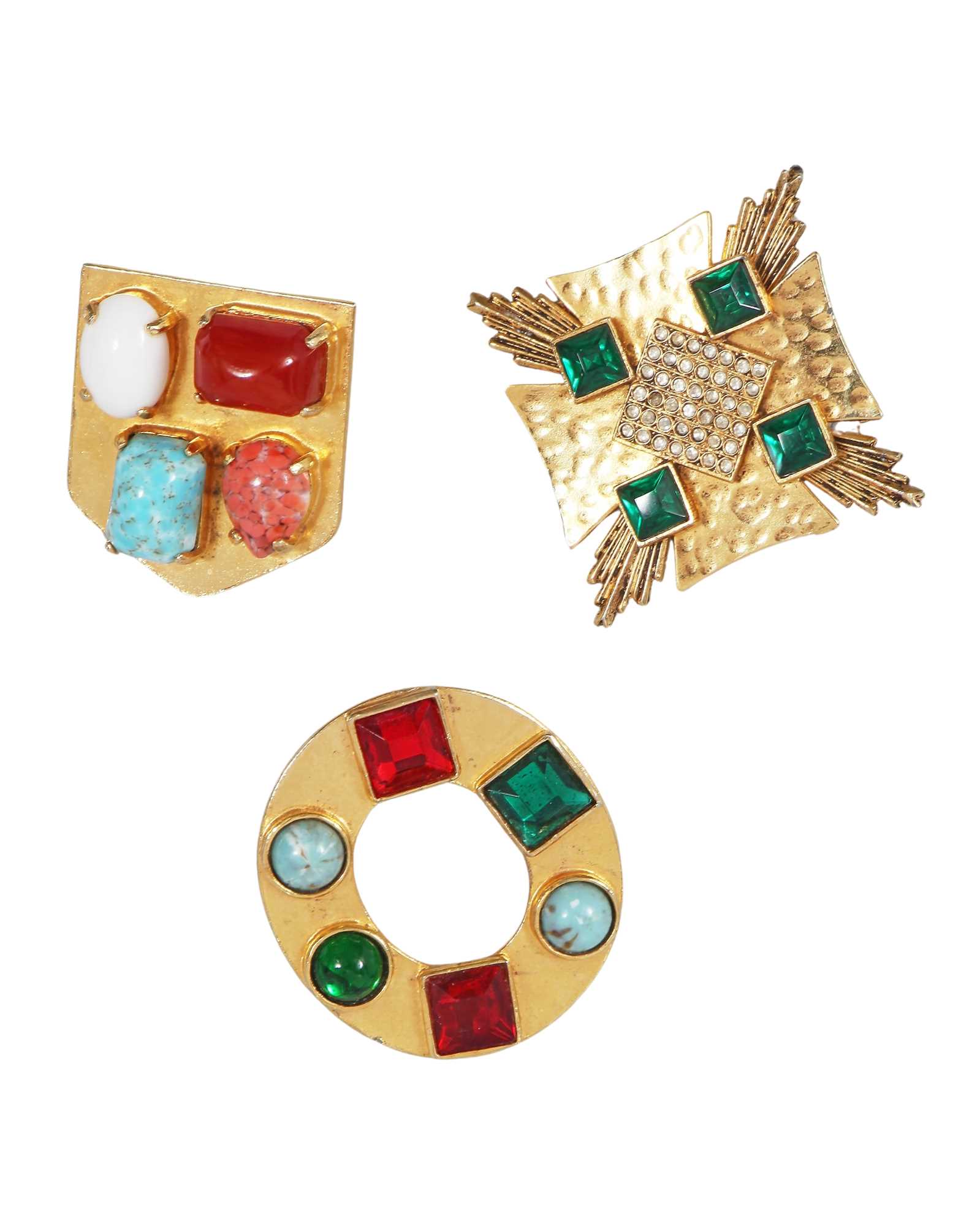 Lot 529 - Three Yves Saint Laurent gilt brooches, 1970s