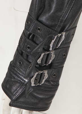 Lot 252 - A Christian Dior by John Galliano black lambskin bondage jacket, commercial collection 2003