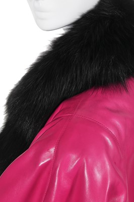 Lot 269 - An Yves Saint Laurent haute couture pink leather and black fox fur coat, Autumn-Winter 1987-88