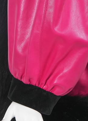Lot 269 - An Yves Saint Laurent haute couture pink leather and black fox fur coat, Autumn-Winter 1987-88