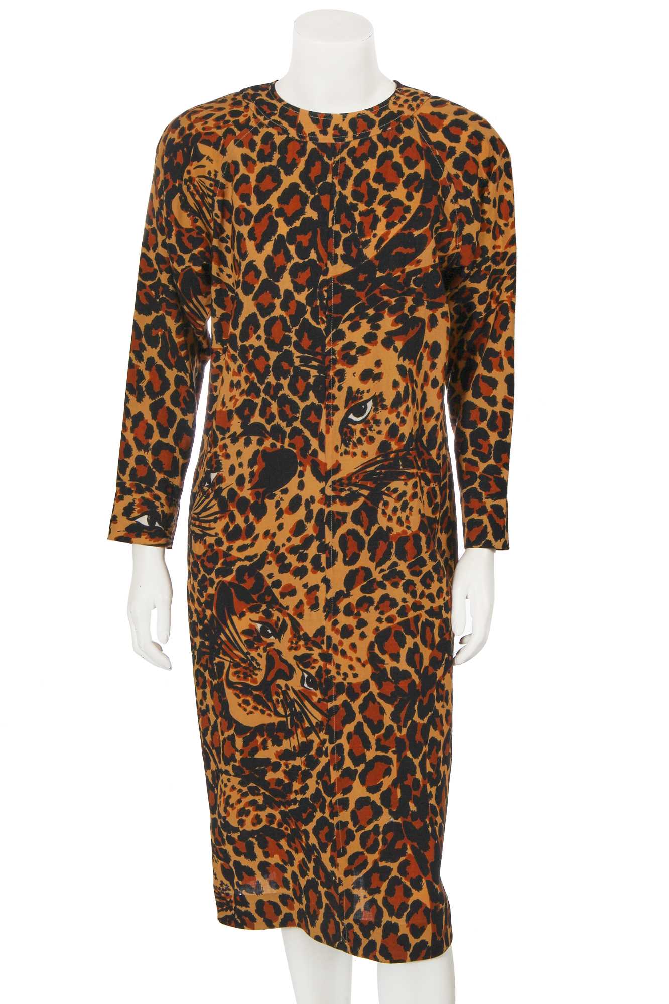 Lot 437 - An Yves Saint Laurent leopard print wool dress, Autumn-Winter 1986-87