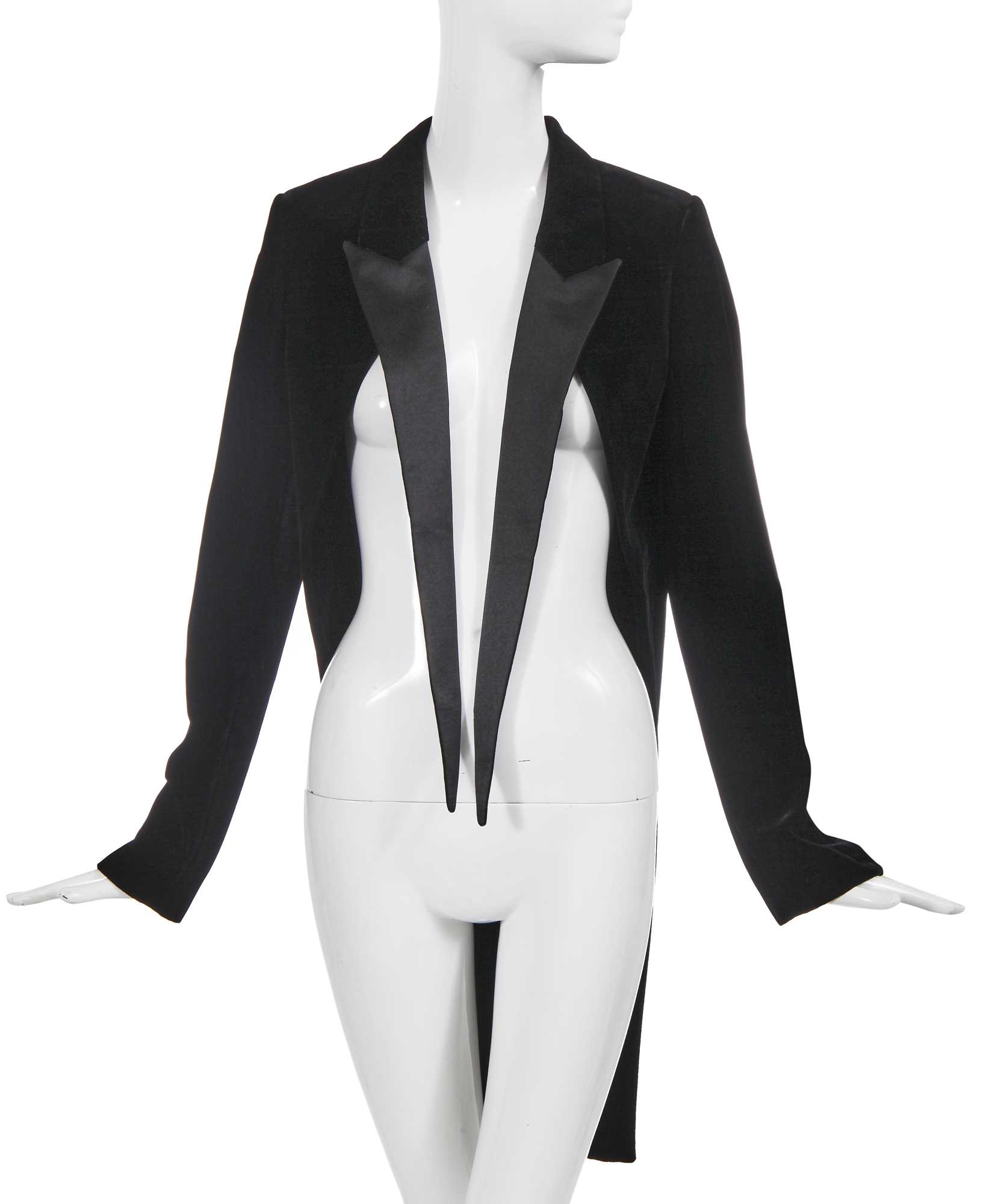 Lot 91 - A Saint Laurent by Hedi Slimane black velvet 'Le Smoking' tailcoat, 2010s