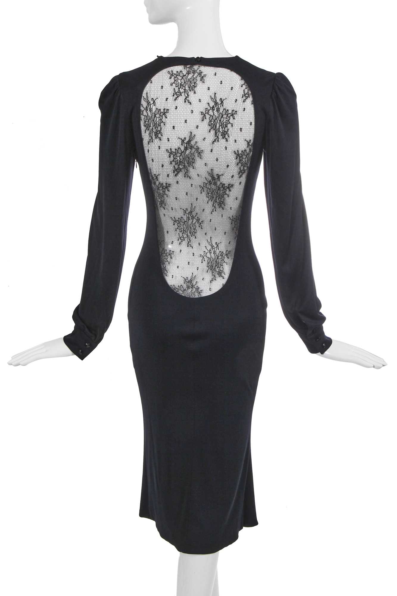 Lot 95 - An Alexander McQueen black viscose jersey and lace dress, 'The Man Who Knew Too Much' collection, Autumn-Winter 2005-06