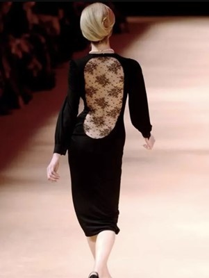 Lot 95 - An Alexander McQueen black viscose jersey and lace dress, 'The Man Who Knew Too Much' collection, Autumn-Winter 2005-06