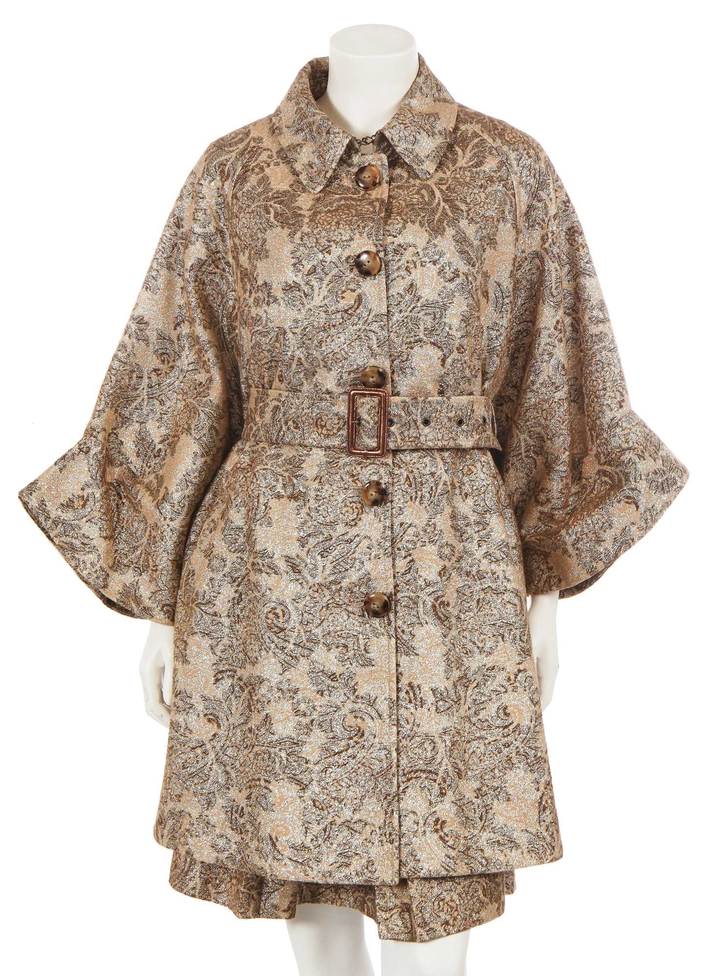 Lot 275 - A Dolce and Gabbana beige cotton and gold lurex ensemble, 2000s