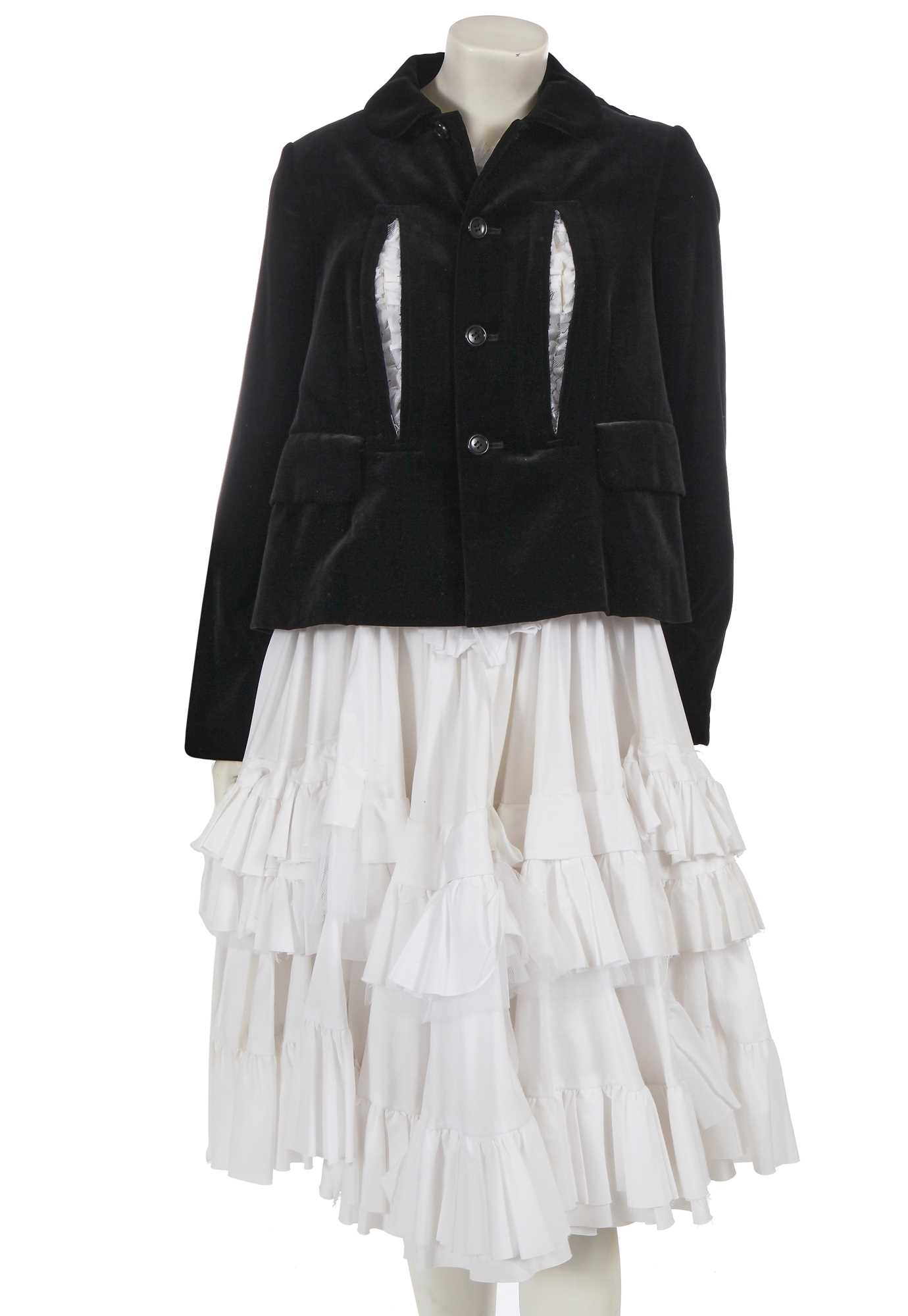 Lot 277 - A Comme des Garçons cotton and velvet dress, 2017