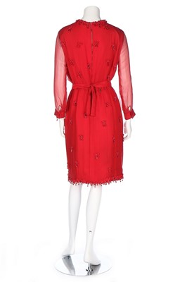 Lot 183 - A Rahvis couture red chiffon cocktail dress,...