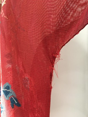 Lot 684 - A woman's red ground silk gauze summer robe, chang fu, Chinese, circa 1900