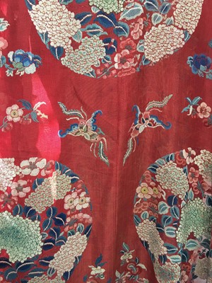 Lot 684 - A woman's red ground silk gauze summer robe, chang fu, Chinese, circa 1900