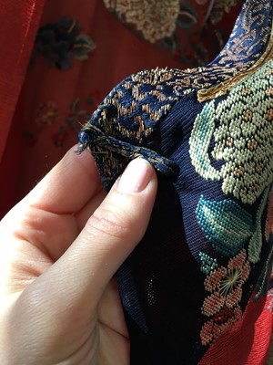 Lot 684 - A woman's red ground silk gauze summer robe, chang fu, Chinese, circa 1900