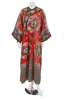 Lot 684 - A woman's red ground silk gauze summer robe, chang fu, Chinese, circa 1900