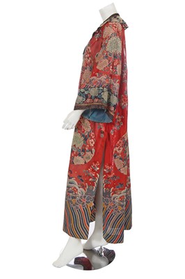 Lot 684 - A woman's red ground silk gauze summer robe, chang fu, Chinese, circa 1900