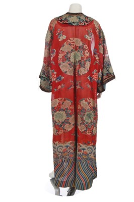 Lot 684 - A woman's red ground silk gauze summer robe, chang fu, Chinese, circa 1900