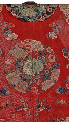 Lot 684 - A woman's red ground silk gauze summer robe, chang fu, Chinese, circa 1900