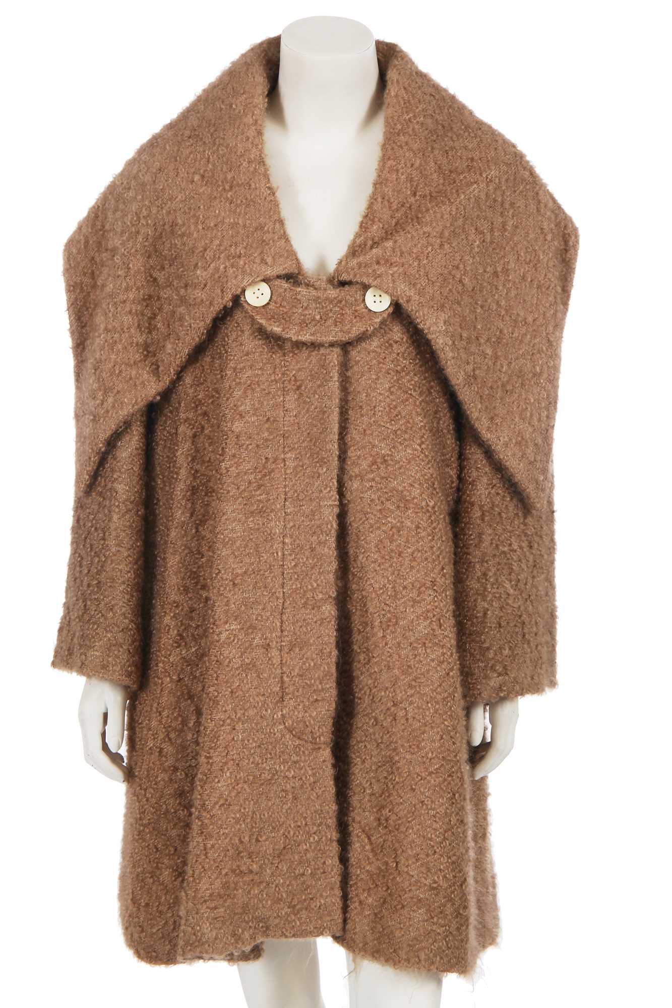 Lot 300 - A Christian Dior by John Galliano brown bouclé mohair-blend swing coat, commercial collection 1999