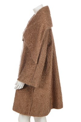 Lot 300 - A Christian Dior by John Galliano brown bouclé mohair-blend swing coat, commercial collection 1999