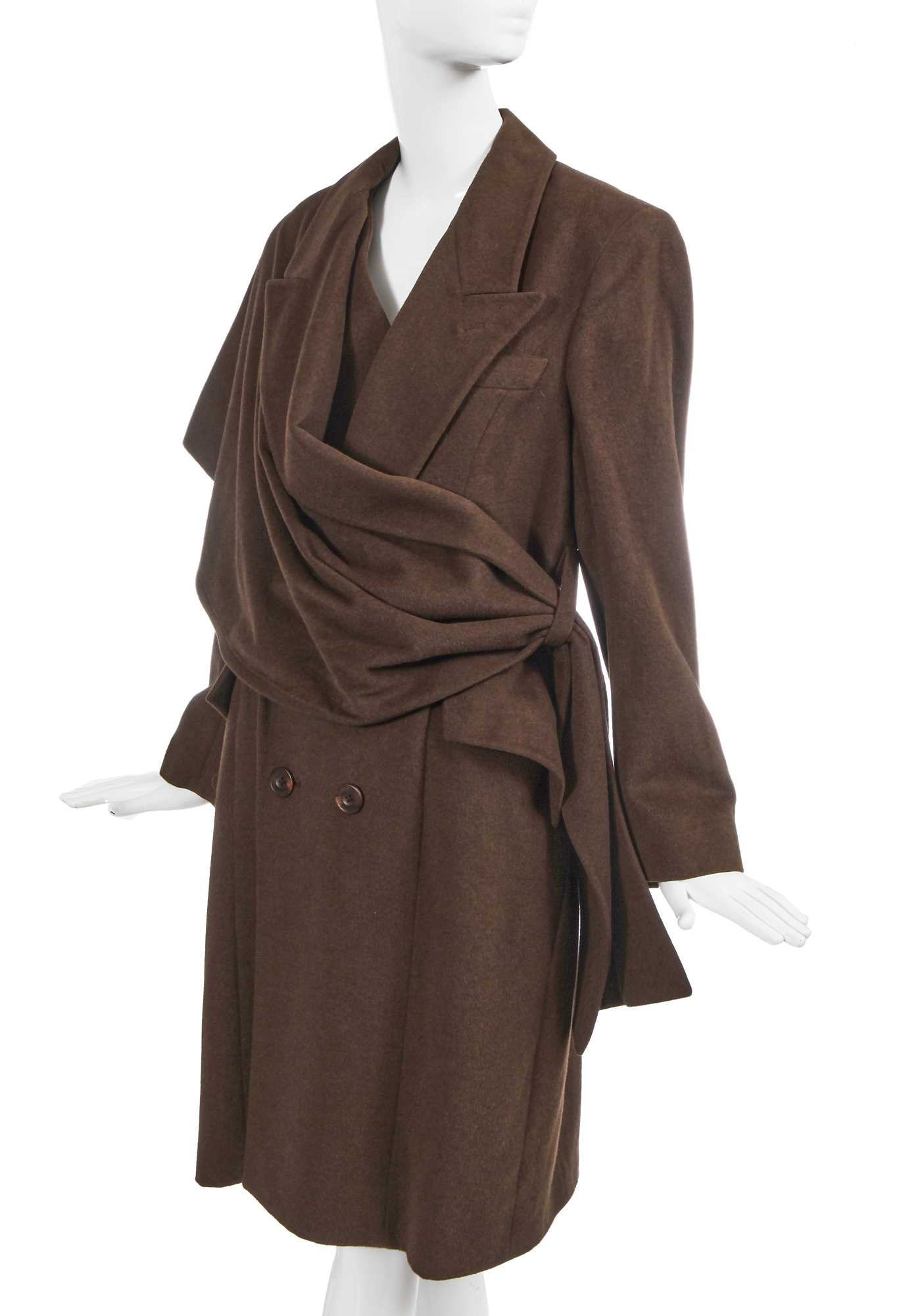 Lot 228 - A John Galliano brown brushed angora-blend wool coat, 'Hairclips' collection, Autumn-Winter 1988-89