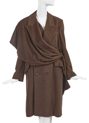 Lot 228 - A John Galliano brown brushed angora-blend wool coat, 'Hairclips' collection, Autumn-Winter 1988-89