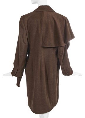 Lot 228 - A John Galliano brown brushed angora-blend wool coat, 'Hairclips' collection, Autumn-Winter 1988-89