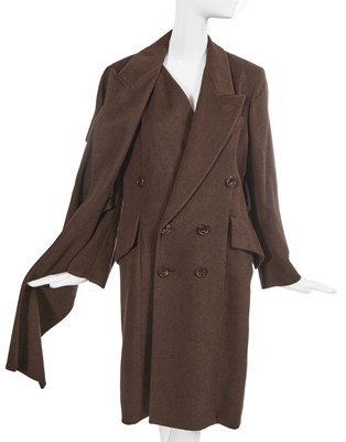 Lot 228 - A John Galliano brown brushed angora-blend wool coat, 'Hairclips' collection, Autumn-Winter 1988-89