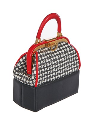 Lot 183 - A Christion Dior houndstooth print leather bag, circa 1994