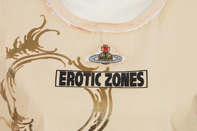 Lot 319 - A Vivienne Westwood hand-painted staff t-shirt and show invitation, 'Erotic Zones' collection, Spring-Summer 1995