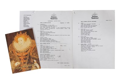 Lot 210 - A group of models' signatures and corresponding Vivienne Westwood t-shirt, 'Anglomania/Grand Hotel collection' collection, 1993