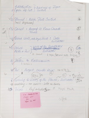Lot 332 - A group of Vivienne Westwood hand-annotated runway running orders and ephemera, 1990s