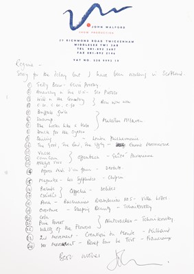 Lot 332 - A group of Vivienne Westwood hand-annotated runway running orders and ephemera, 1990s