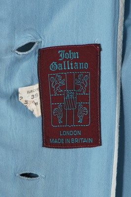 Lot 413 - A John Galliano baby blue cotton suit, 'Panniers' collection, Spring-Summer 1987
